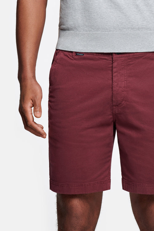 burgundy stretch cotton men's shorts with a zip pocket | MR MARVIS