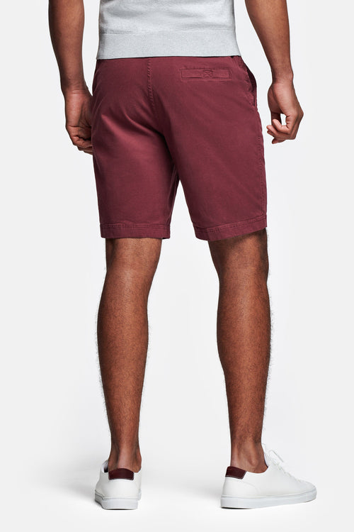 burgundy stretch cotton men's shorts with a zip pocket | MR MARVIS