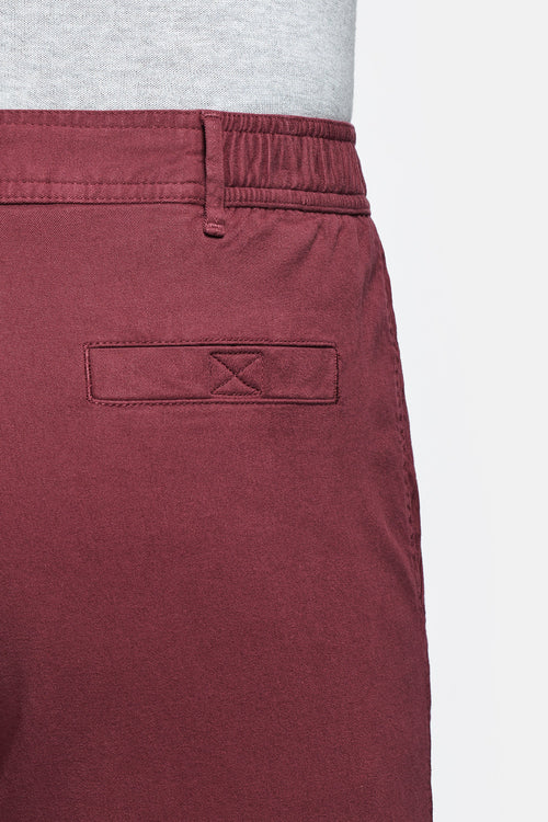 burgundy stretch cotton men's shorts with a zip pocket | MR MARVIS
