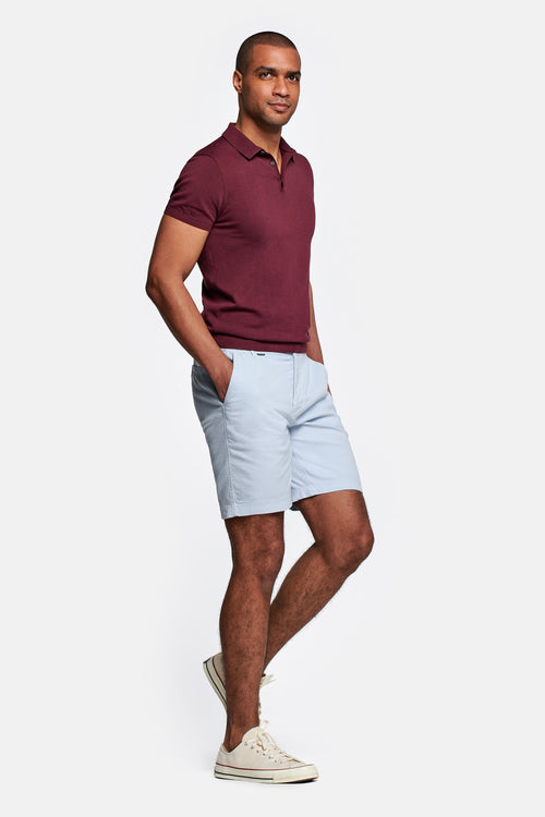light blue organic cotton men's shorts with a zip pocket | MR MARVIS
