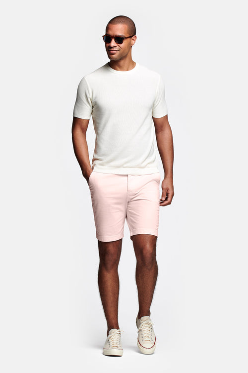 light pink stretch cotton men's shorts with a zip pocket | MR MARVIS