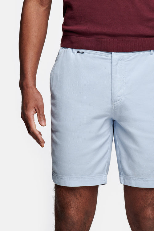 light blue organic cotton men's shorts with a zip pocket | MR MARVIS