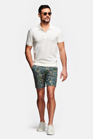 floral print stretch cotton men's shorts with a zip pocket | MR MARVIS