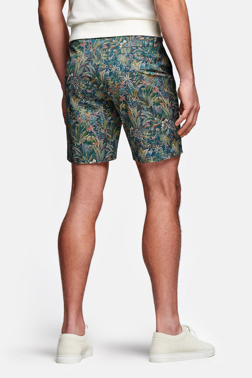 floral print stretch cotton men's shorts with a zip pocket | MR MARVIS