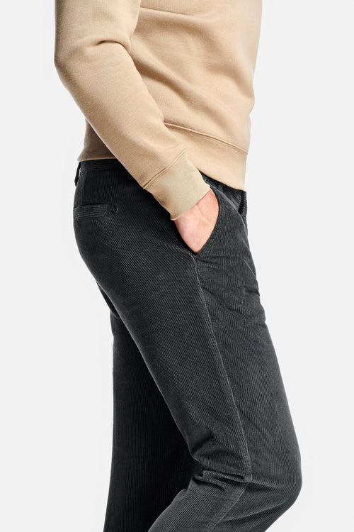 dark grey ribbed corduroy fabric men's trousers | MR MARVIS