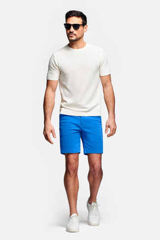 royal blue stretch cotton men's shorts with a zip pocket | MR MARVIS