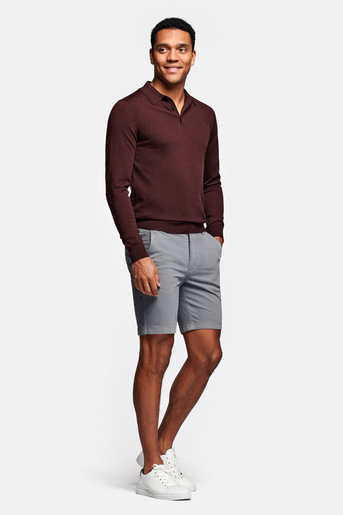 mid grey stretch cotton men's shorts with a zip pocket | MR MARVIS