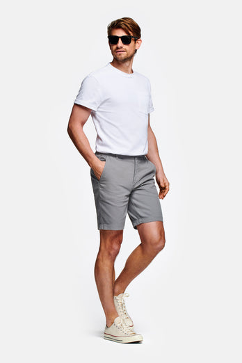 mid grey organic cotton men's shorts with a zip pocket | MR MARVIS