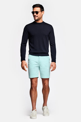 mint green stretch cotton men's shorts with a zip pocket | MR MARVIS