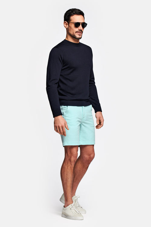 mint green stretch cotton men's shorts with a zip pocket | MR MARVIS