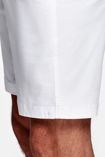 all white stretch cotton men's shorts with a zip pocket | MR MARVIS