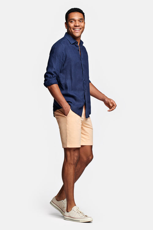 light orange stretch cotton men's shorts with a zip pocket | MR MARVIS