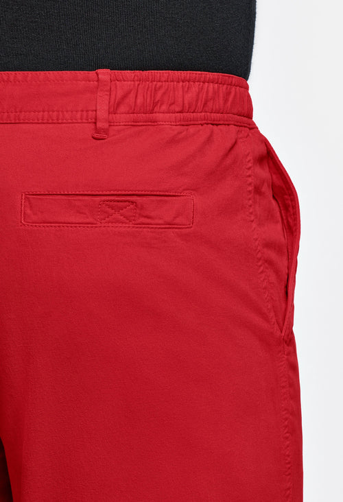 red stretch cotton men's shorts with a zip pocket | MR MARVIS