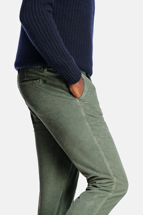 green ribbed corduroy fabric men's trousers | MR MARVIS