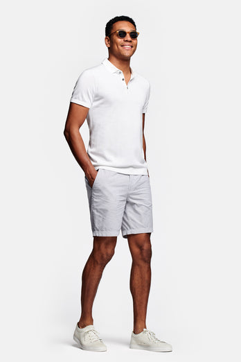 dark grey and white striped lightweight men's shorts | MR MARVIS
