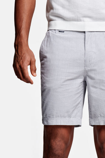dark grey and white striped lightweight men's shorts | MR MARVIS
