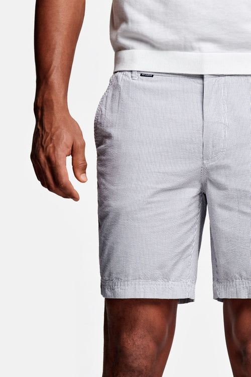 dark grey and white striped lightweight men's shorts | MR MARVIS