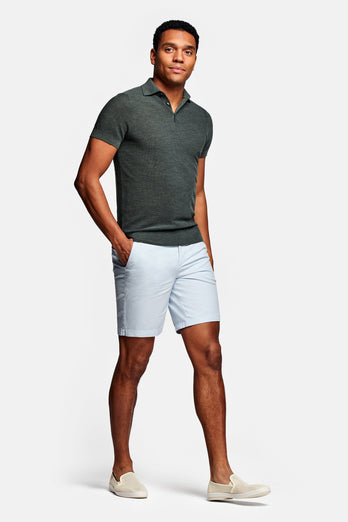 light blue men's linen shorts with a zip pocket | MR MARVIS