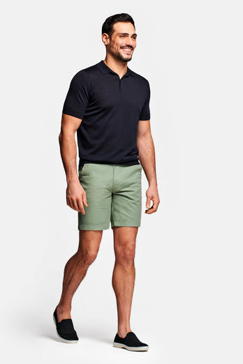 green men's linen shorts with a zip pocket | MR MARVIS
