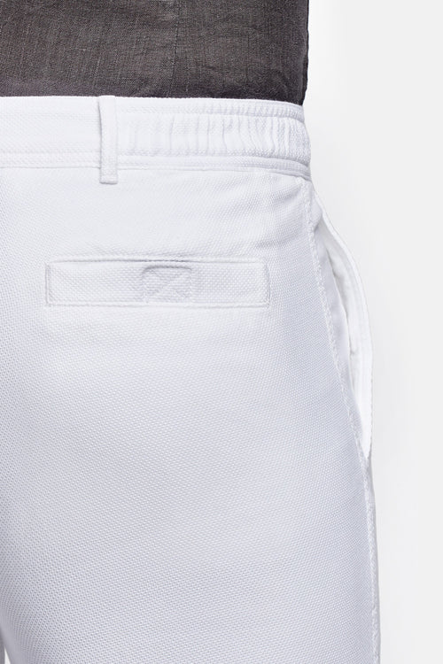 all white organic cotton men's shorts with a zip pocket | MR MARVIS