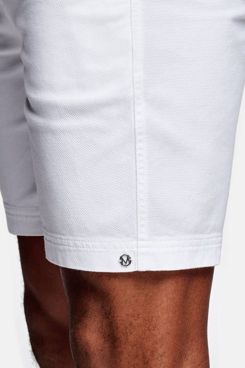 all white organic cotton men's shorts with a zip pocket | MR MARVIS