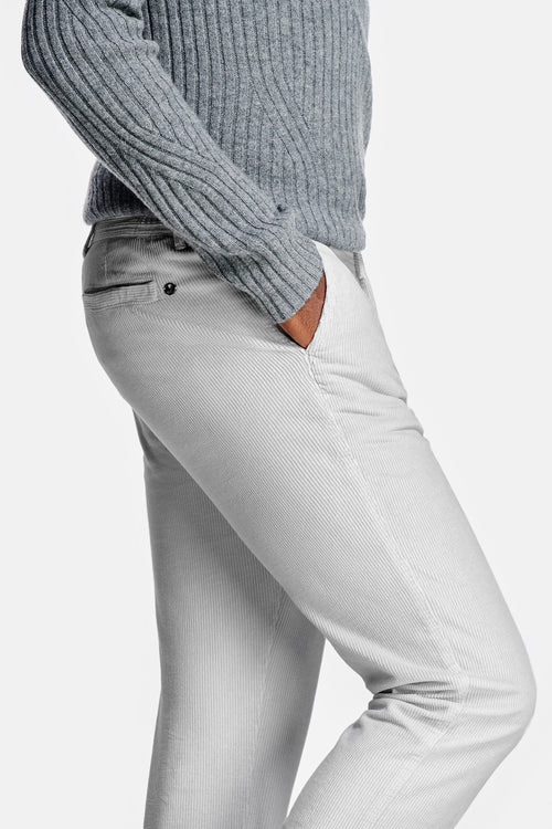 light grey ribbed corduroy fabric men's trousers | MR MARVIS