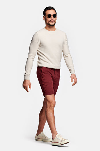 burgundy organic cotton men's shorts with a zip pocket | MR MARVIS