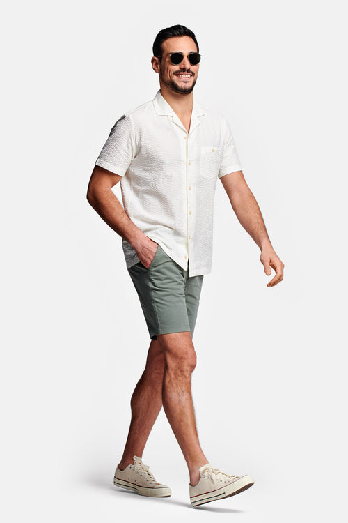 green stretch cotton men's shorts with a zip pocket | MR MARVIS