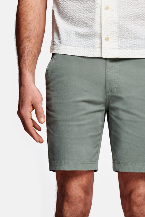 green stretch cotton men's shorts with a zip pocket | MR MARVIS