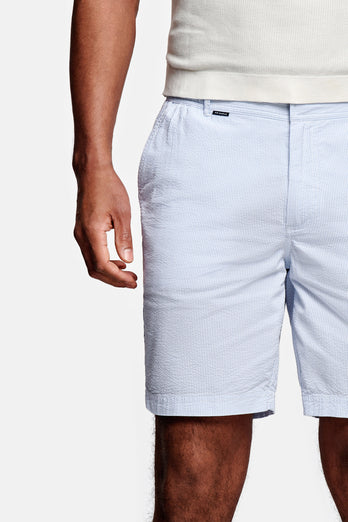 light blue and white striped lightweight men's shorts | MR MARVIS