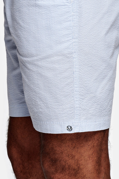 light blue and white striped lightweight men's shorts | MR MARVIS