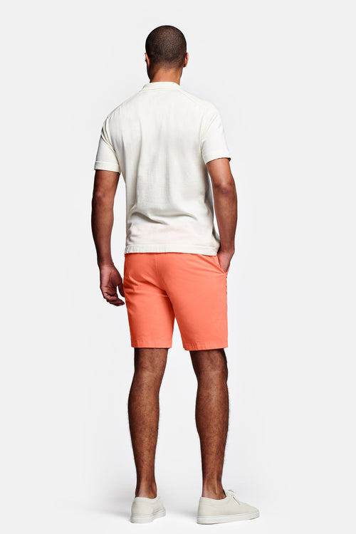 bright coral stretch cotton men's shorts with a zip pocket | MR MARVIS