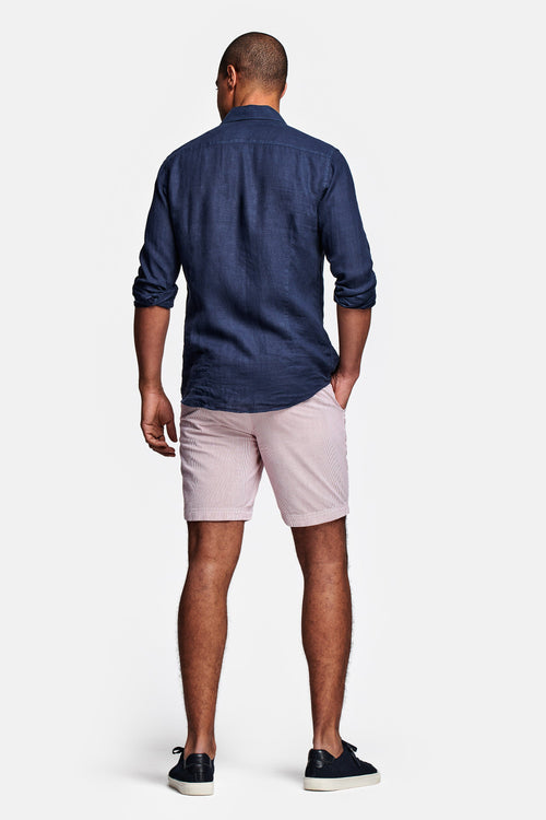 brick red and white striped lightweight men's shorts | MR MARVIS