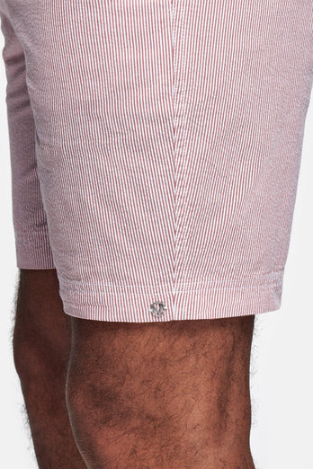 brick red and white striped lightweight men's shorts | MR MARVIS