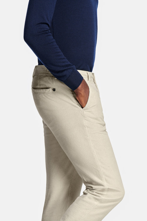 beige ribbed corduroy fabric men's trousers | MR MARVIS