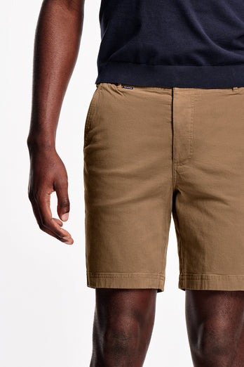 brown stretch cotton men's shorts with a zip pocket | MR MARVIS