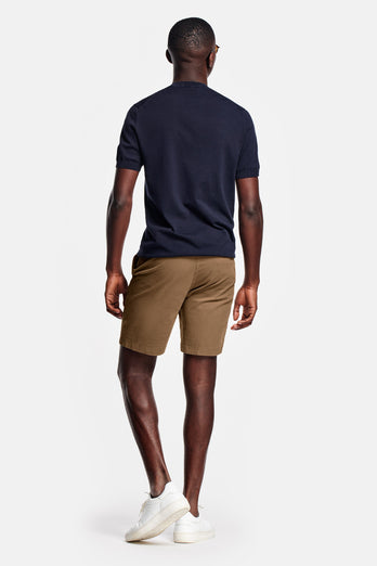 brown stretch cotton men's shorts with a zip pocket | MR MARVIS