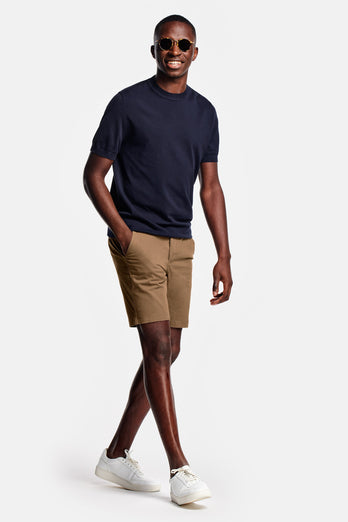brown stretch cotton men's shorts with a zip pocket | MR MARVIS