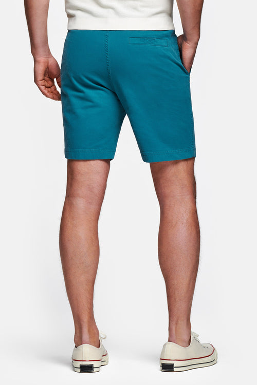 petrol blue stretch cotton men's shorts with a zip pocket | MR MARVIS