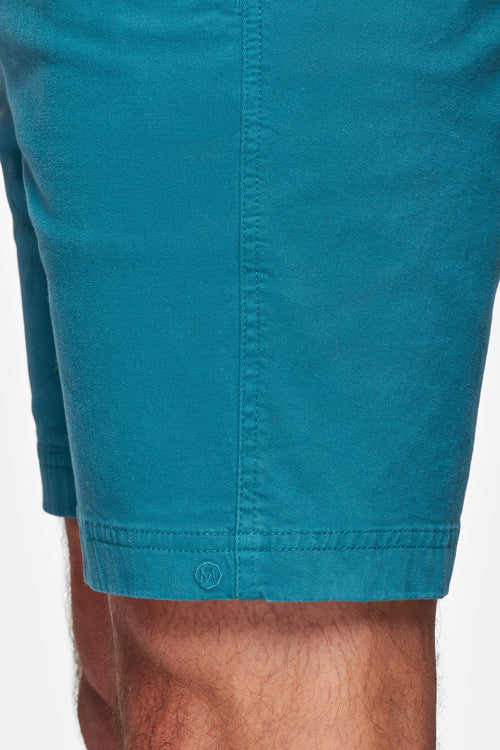 petrol blue stretch cotton men's shorts with a zip pocket | MR MARVIS