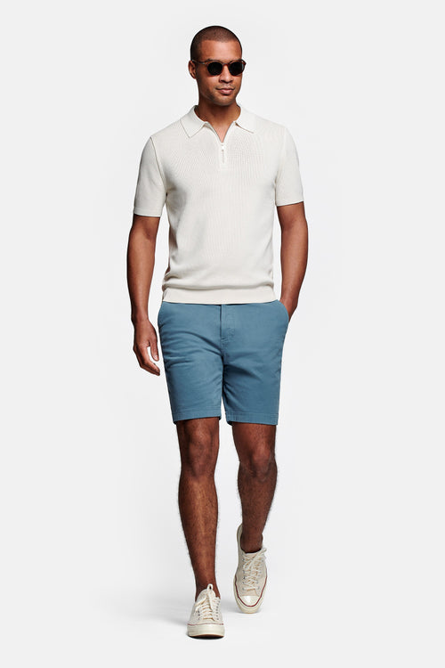 blue stretch cotton men's shorts with a zip pocket | MR MARVIS