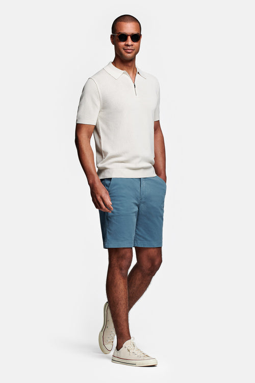 blue stretch cotton men's shorts with a zip pocket | MR MARVIS