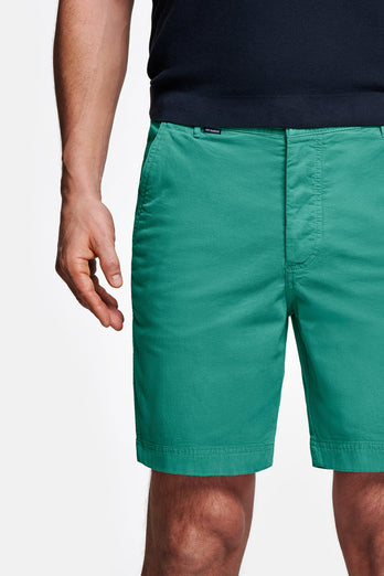green stretch cotton men's shorts with a zip pocket | MR MARVIS