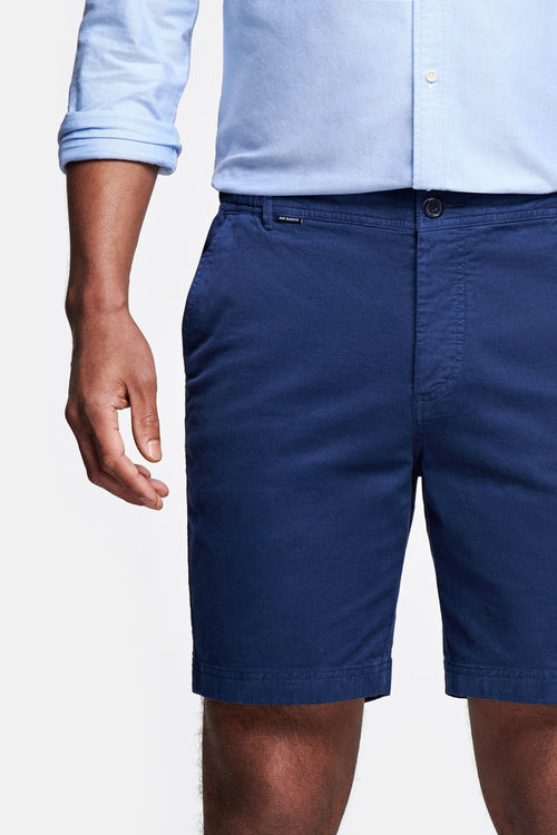 dark blue stretch cotton men's shorts with a zip pocket | MR MARVIS