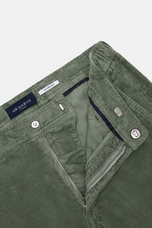 green ribbed corduroy fabric men's trousers | MR MARVIS