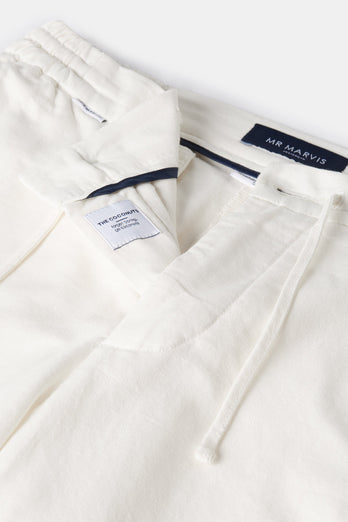 off white men's linen shorts with a zip pocket | MR MARVIS
