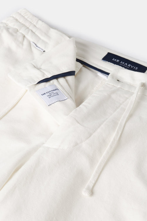 off white men's linen shorts with a zip pocket | MR MARVIS