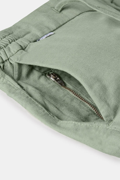 green men's linen shorts with a zip pocket | MR MARVIS