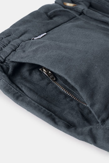 dark grey men's linen shorts with a zip pocket | MR MARVIS