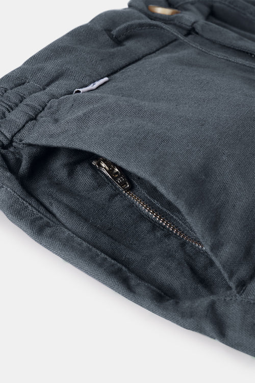 dark grey men's linen shorts with a zip pocket | MR MARVIS